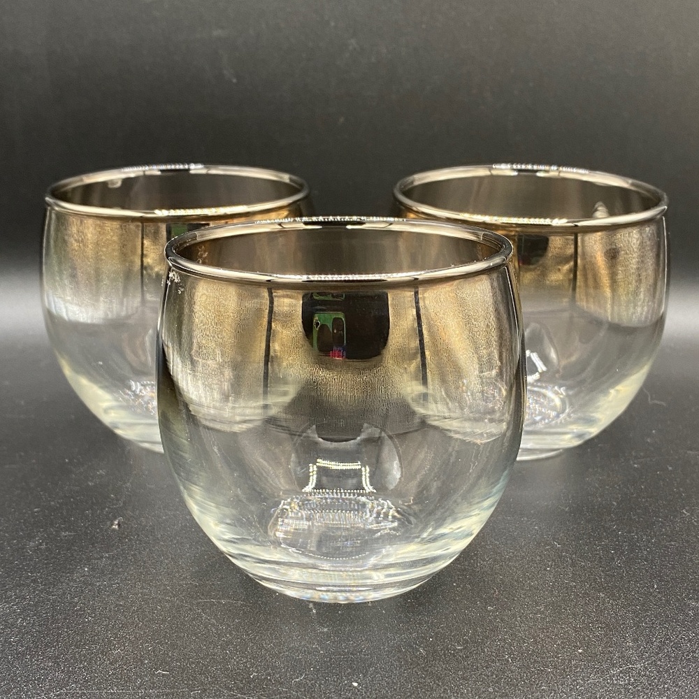 Round rocks glass x3, bronze ombre mirror finish "roly poly" Dorothy Thorpe MCM